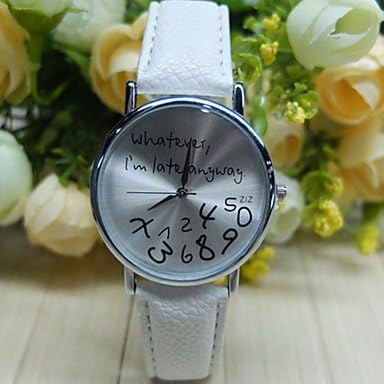 Fashion Watches Whatever I'm Late Anyway Watch With Leather Band/ Unisex Watch, Quartz Analog Wrist Watch
