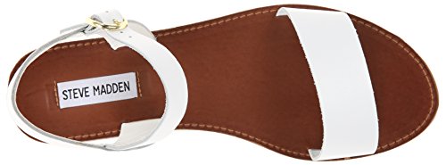 Steve Madden Women's DONDDI Sandal, white leather, 8.5 M US