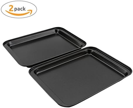 EALEK 2 Pack 9.5 x 7 Inch Nonstick Rectangular Bakeware Cake Pan Baking Tray Cookie Sheet Set Serving Tray Baking Pan Cake Maker Cookie Baking Molds