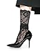 Women Black Lace Nylon Dress Socks, Cute Stylish Fishnet, Mid Calf Ankle High