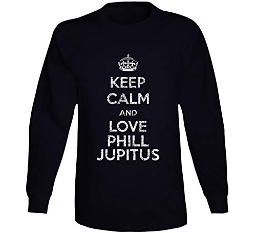 Keep Calm and Love Phill Jupitus Comedian Comedy Worn Look Cool Fan Long Sleeve T Shirt M Black