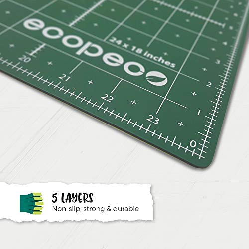 Ecopeco 18x24 Inch Green 5Ply Double Sided NonToxic Cutting Mat for
