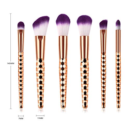 image for Seaintheson Makeup Brushes Set, 6 Pcs Makeup Brushes With Honeycomb Ro