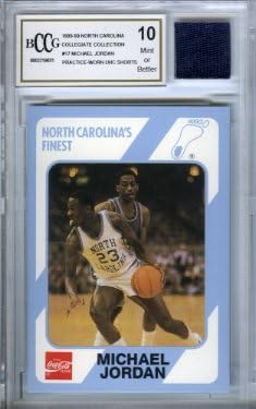 Collegiate Collection 1989 UNC #17 Michael Jordan Rookie with Piece of Authentic Worn UNC Shorts Graded BGS Beckett 10 Mint GGUM Card