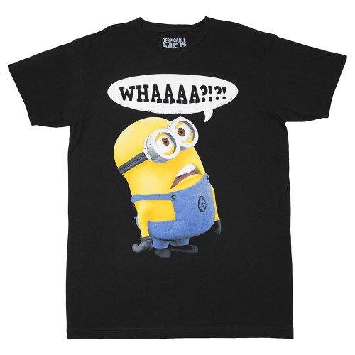 Despicable Me Whaaa Minion T-shirt (Small, Black)