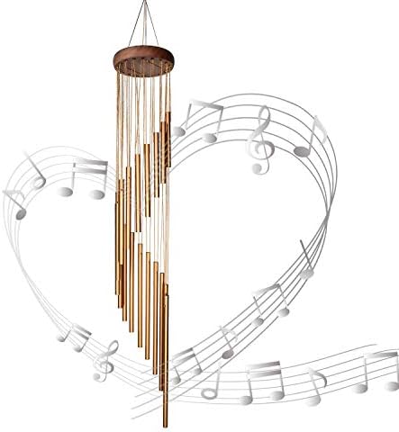 Wistwoxxon Wind Chimes Outdoor,36 inch Sympathy Wind Chime with Aluminum Alloy Tubes Tuned Soothing Musical Bell Sounds, Metal Wind Chimes Perfect Decoration for Patio, Balcony,Garden (Golden)