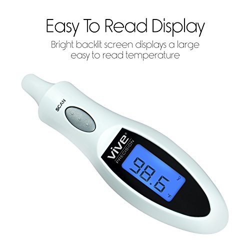 Vive Precision Tympanic Thermometer - Digital In Ear Temperature, Fever Checker for Baby, Kids, Adults - Accurate Mini Medical Quick Reading Device For Infant Babies, Elderly Senior, Pet, Dog, Cat - Thumbnail 5