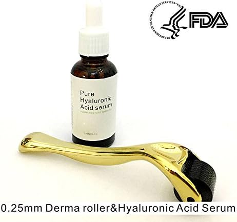 Usa Star Vitamin C Serum for Face, Organic Anti-Aging Topical Facial Serum with Hyaluronic Acid and Derma Roller 0.25mm