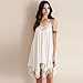 Tenworld Women Irregular Hem Mini Dress Thin Backless Lace Chiffon Party Dress