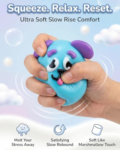 Last Page®Smushers Squishy - Curiosities Smushers Dog Face Swap Squishy Soft Moldable Cute Slow Rise Relaxing Sensory Fidget Relief Anxiety Stress Fun with Interchangeable Faces