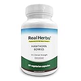 Real Herbs Hawthorn Berry Extract - Derived from 7000mg of Hawthorn Berries with 10:1 Extract Strength - Antioxidant Support, Regulates Blood Pressure, Improves Heart Health - 50 Vegetarian Capsules