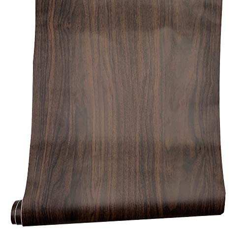 Yifely Dark Brown Peach Wood Grain Drawer Paper Self Adhesive Shelf Liner Night Stand Table Cover Sticker 17.7 Inch by 9.8 Feet