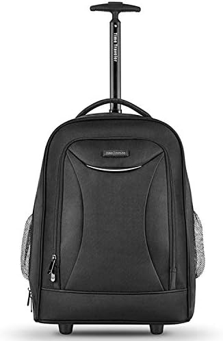 Black Rolling Backpack, Wheeled Laptop Backpack, Carry-on Luggage Suitcase