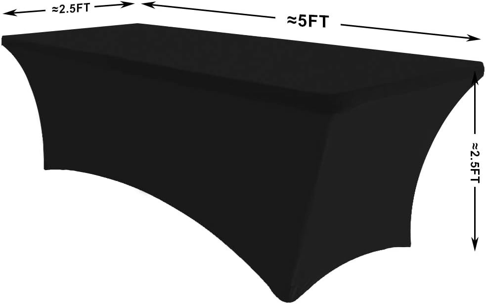 Eurmax 5Ft Rectangular Fitted Spandex Tablecloths Wedding Party Table Covers Event Stretchable Tablecloth (Black): Kitchen & Dining