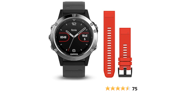 Garmin Fenix 5 - Multisport horloge met HR en GPS, 47 mm, Silver Pack 2  bandjes (zwart en rood) : Amazon.nl: Sport \u0026 outdoor