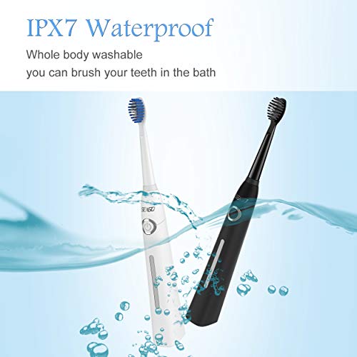 Sonic Electric Toothbrush for Adults Waterproof IPX7 Rechargeable Toothbrush 5 Modes & Smart Timer-Ultra Sonic 40,000 VPM Motor with 3 Dupont Brush Heads (Black)