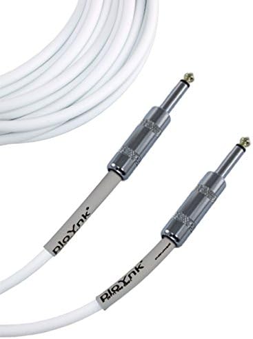 Ploynk 1/4 to 1/4 mono TS Instrument Straight Patch Cable 1 FT foot long White