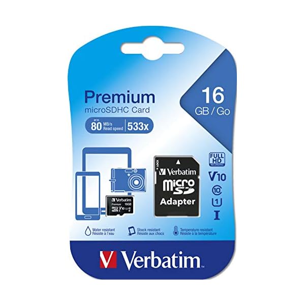 Verbatim Premium Micro SDHC Speicherkarte mit Adapter, 16 GB, Datenspeicher für Foto- und Video-Aufnahmen, Micro SD Karte in schwarz, ideal für Handy, Kamera oder Tablet – Bild 6