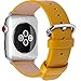 Fullmosa Leather Bands Compatible with Apple Watch Band 49mm 46mm 45mm 44mm 42mm for Men Women, Top Grain Genuine Leather Strap for iWatch Ultra 2/Ultra/10/9/8/7/6/5/4/3/2/1/SE2/SE, Yellow/Silver