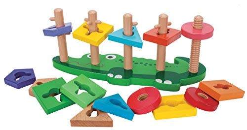 TOWO Wooden Shape Sorter Stacker Puzzle - Wooden Shape Sorter Toys - Wooden Geometric Shapes Stacking and Sorting Toys - Educational and Development Toys for 3 Years Old