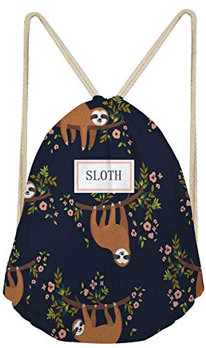 SEANATIVE Sloth Drawstring Bags Sports Travel Beach String Backpack Teen Girls Schoolbag
