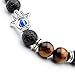 JOVIVI Jewelry 8MM Antique Silver Hamsa Hand Blue Evil Eye Lava Stone Bracelet 7''L(Two Tiger's Eye Ball)