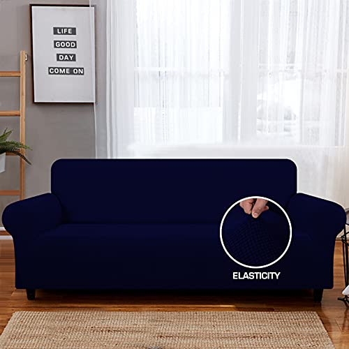 TFJ Stretch Couch Cover for Dogs, Soft Sofa Cover, XL Couch Slipcover with Elastic Bottom Anti-Slip Foam Washable Furniture Protector for Pets, Kids