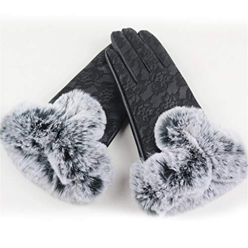 image for YiYLunneo Women Velvet Lace Gloves Winter Touchscreen Texting Warm Lin