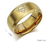 Acupress 8mm Golden Band Ring Unisex Size 6-12 Stainless Steel Men's Titanium Superman Superhero