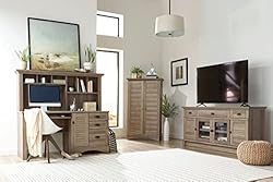 Sauder Harbor View Computer Desk with Hutch, Salt