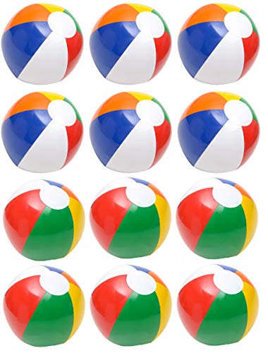 image for 4E's Novelty Inflatable Beach Balls Pack of 12 Bulk Large 16-inch, Sum
