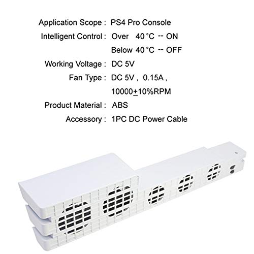 Loovbee PS4 Pro Cooler , USB External 5-Fan Super Turbo Temperature Cooling Fan with USB Cable Black for Sony Playstation 4 Pro Gaming Console