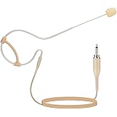 YXG Beige Headset Headworn Microphone- Low Profile Light-Weight, with1.45m Cable 3.5mm Thread Screw Lock Head,for Wireless System & Body/Belt Pack Transmitter