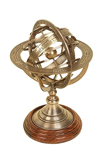 Deco 79 Brass Metal Compass Armillary Globe, 11