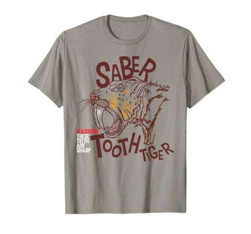 Saber-toothed tiger extinct predatory cat funny saying retro T-Shirt