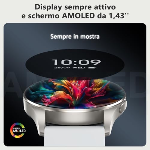 Blackview Smartwatch for Men and Women, Make and Answer Calls, Fitness Smartwatch with 1.43 Inch HD AMOLED / 112+ Sports/SpO2/Sleep Monitor/Heart Rate Monitor for Android IOS