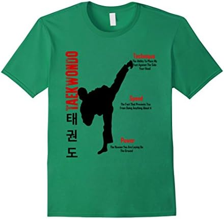 Taekwondo kick T-shirt Technique,Speed,Power - Male XL - Kelly Green