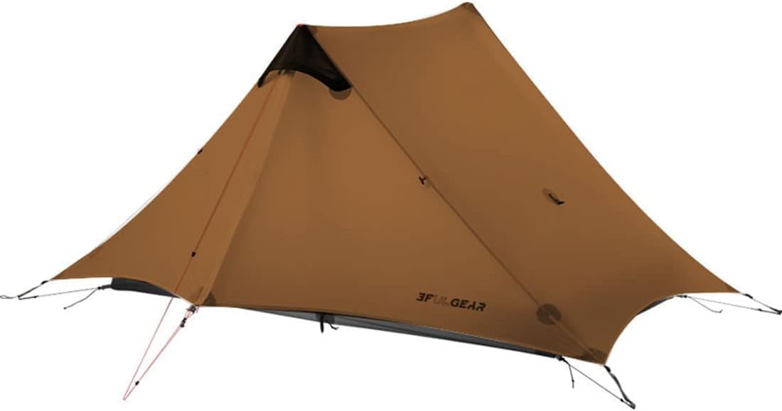 RXFSP 3F UL Gear Lanshan Ultralight Tent 3/4 Season Camping Tent, Ideal for Camping in the Garden, Outdoor Lightweight Camping Shelter and Hiking Tent (3 Seasons, Khaki-2 Person)