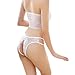 JIEYA 3-pack Womens Sexy Crotchless Panties Lace Floral Underwear with Bow-Knot (Purple&Beige&White)
