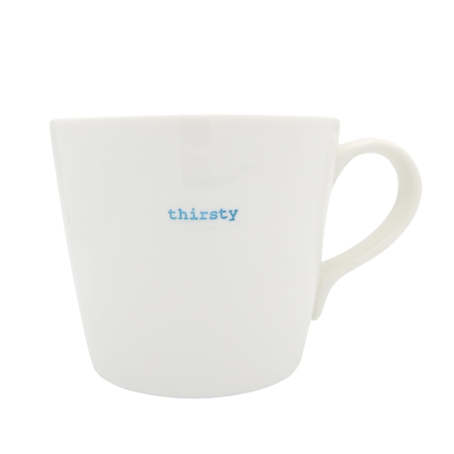 Keith Brymer Jones - Word Range - Large Ceramic White Mug - Thirsty (Blue) - 500ml - Gift Boxed