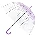 Tdogs Clear Umbrella with 100 Pcs Romantic Flowers,Bubble Dome Transparent Cherry Automatic Windproof Rain Umbrellas for Wedding