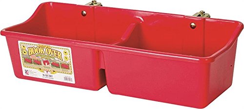 Little Giant 24-Inch Dura-Flex Hook Over Portable Feeder with Divider and Brackets, 16-Quart, Red