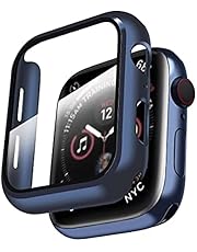 Smiling Hard PC Case Compatible with Apple Watch Series 6/SE/Series 5/Series 4 with Built in Tempered Glass Screen Protector