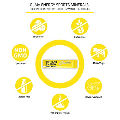 GoMo ENERGY Electrolyte Energy Sports Drink | Powerful Boost for Endurance & Athletic Performance | Isotonic Energy Drink Powder Mix | Natural Sugar Free Sport Supplement | SPORTS MINERALS 30 Servings