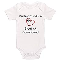 VinMea Baby Onesie My Best Friend is A Bluetick Coonhound Baby Bodysuit Funny Newborn Onesie Bodysuit in 5 Sizes - L White