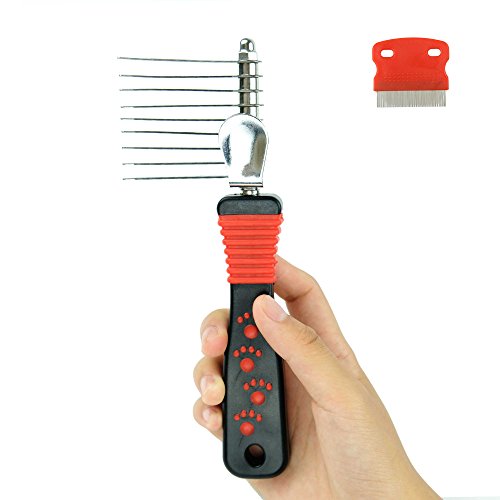 Dog Dematting Comb - Professional Grooming Tool Removes Tangled,Shedding Hair for Dogs&Cats,Free Gift Flea Com