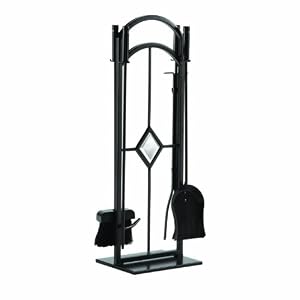 Image of Pleasant Hearth Diamond 5 pc Toolset Fireplace Tool Set, Black