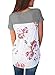 HOTAPEI Women Summer Casual Floral Print Short Sleeve Criss Cross Shirts Blouse Tops Pink Large