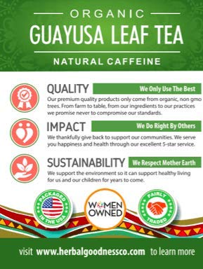 Guayusa Leaf Tea - Clean Energy - Natural Caffeine - Performance, Mental Clarity & Focus - Fat Burner - Coffee & Yerba Matte Alternative - Organic, Non GMO, Kosher, 24/2g Tea bags, Made in USA - Thumbnail 5