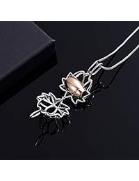 Cremation Jewelry Urn Pendant Necklace with Hollow Urn Cremation Jewelry for Ashes Lotus Flower Shape